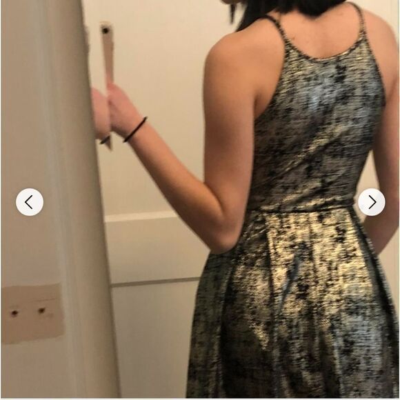 BRAND NEW SOPRANO METALLIC GOLD &BLACK SPAGHETTI STRAP SLEEVELESS DRESS - Picture 15 of 15